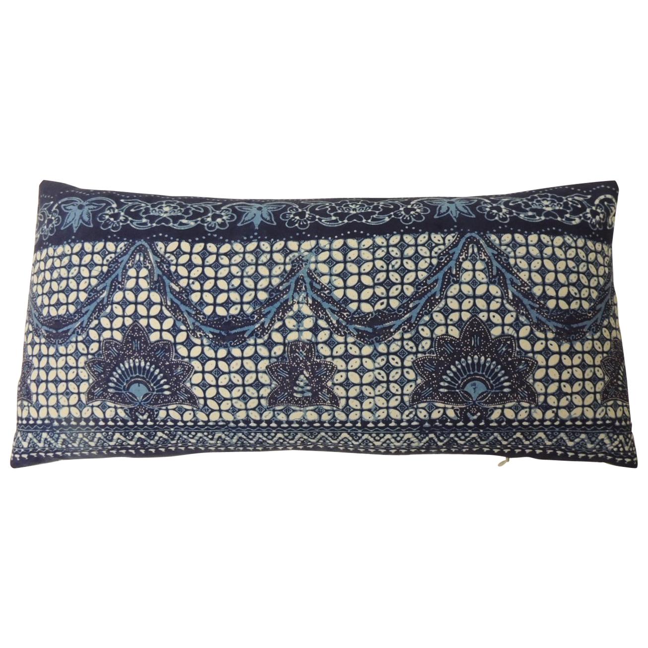 Blue and Natural "Riviera" Trellis Bolster Decorative Pillow Double