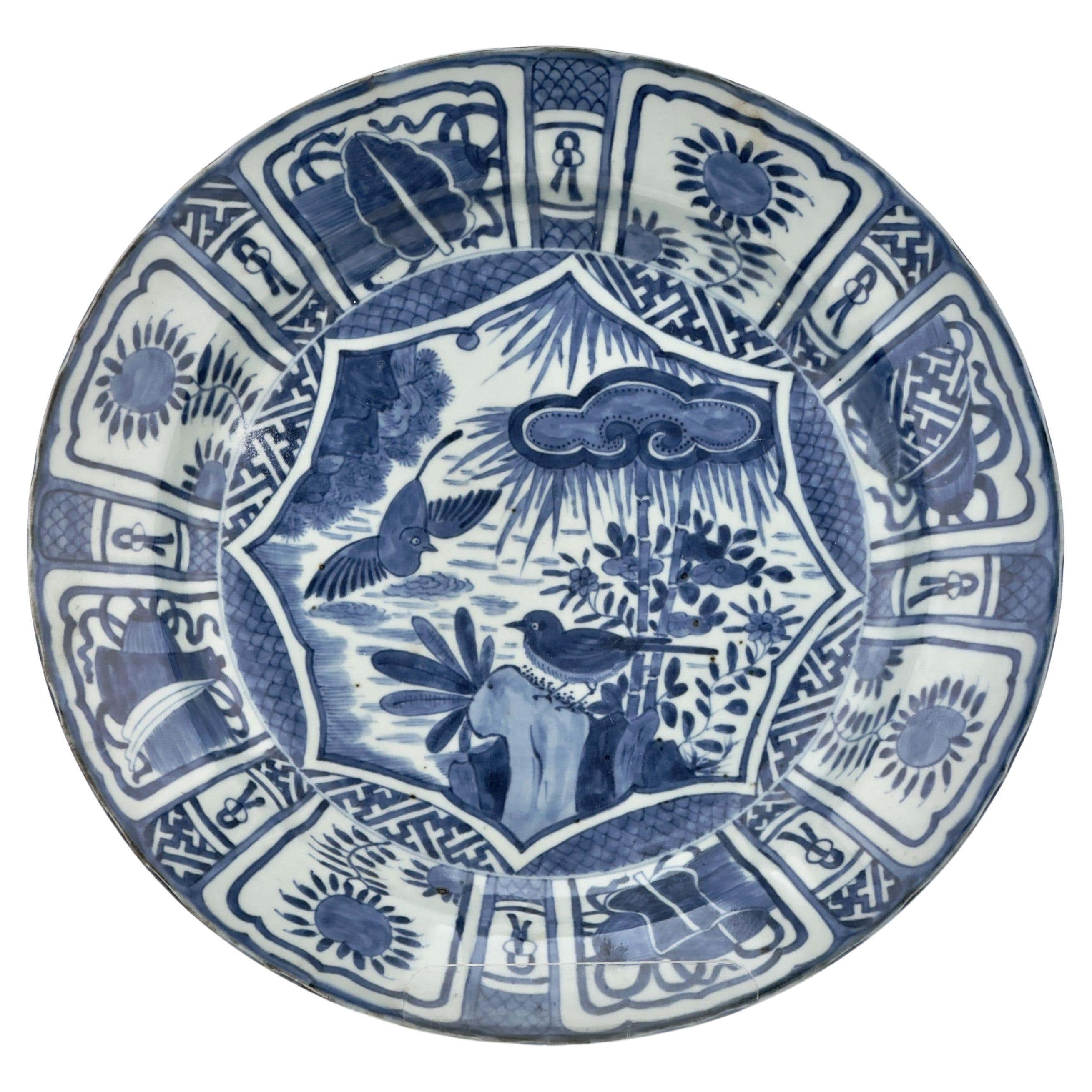 Piatto Kraak blu e bianco, tarda dinastia Ming