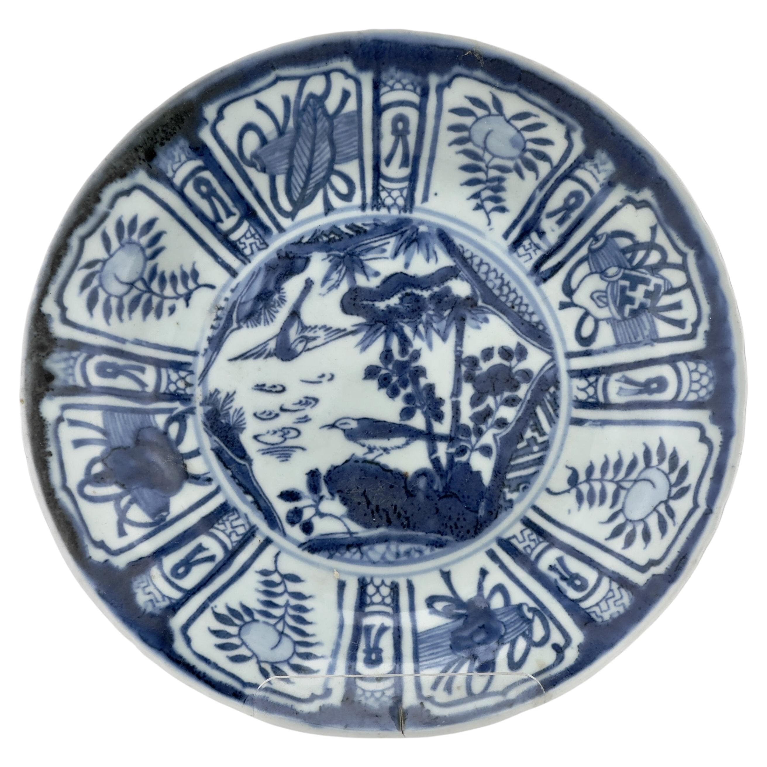 Blue And White Kraak Plate, Late Ming Dynasty