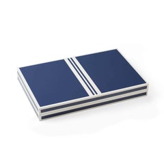 Blue and White Lacquered Backgammon Game Set