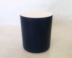 Blue and White Lacquered Modern Drum Accent Table