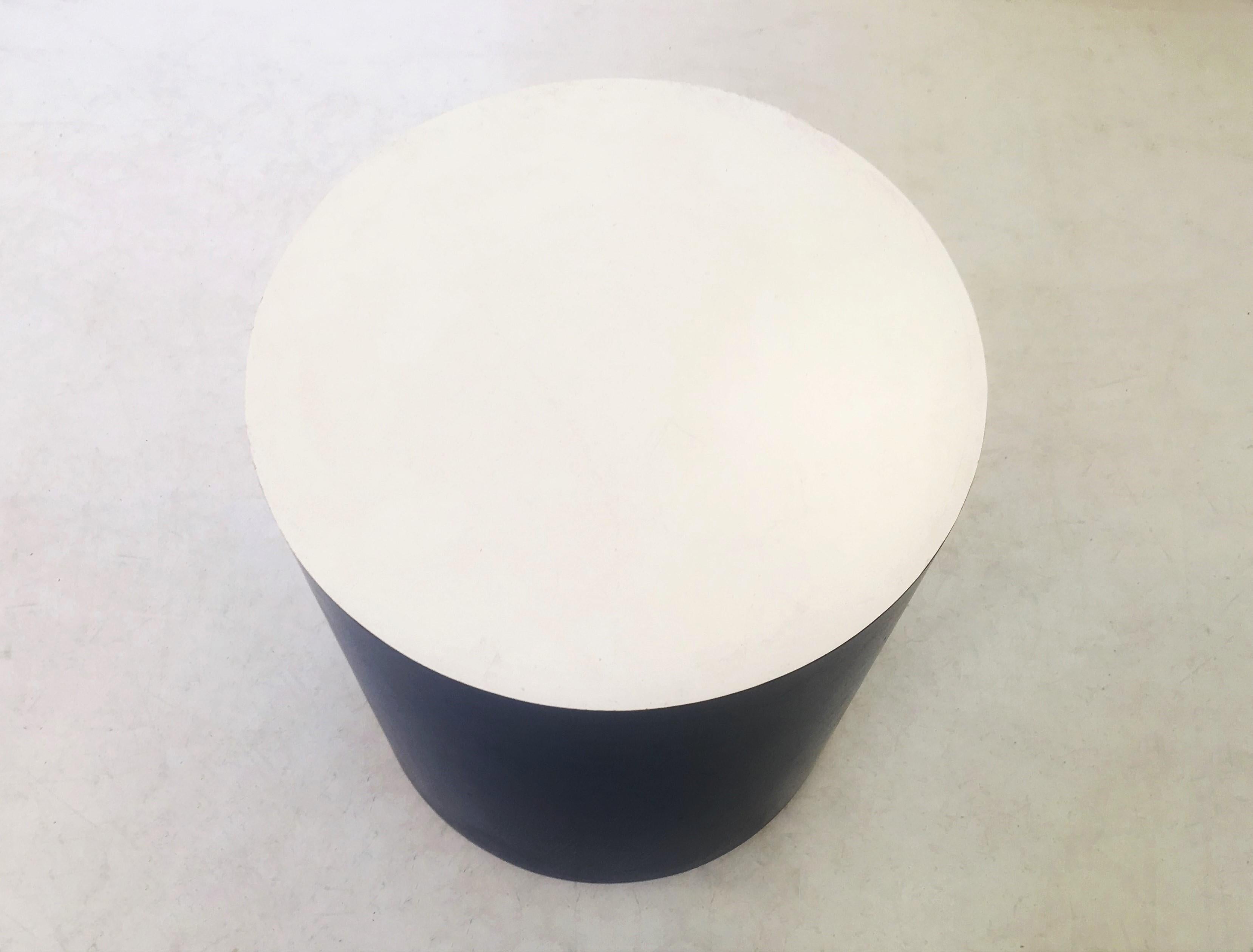 white drum side table