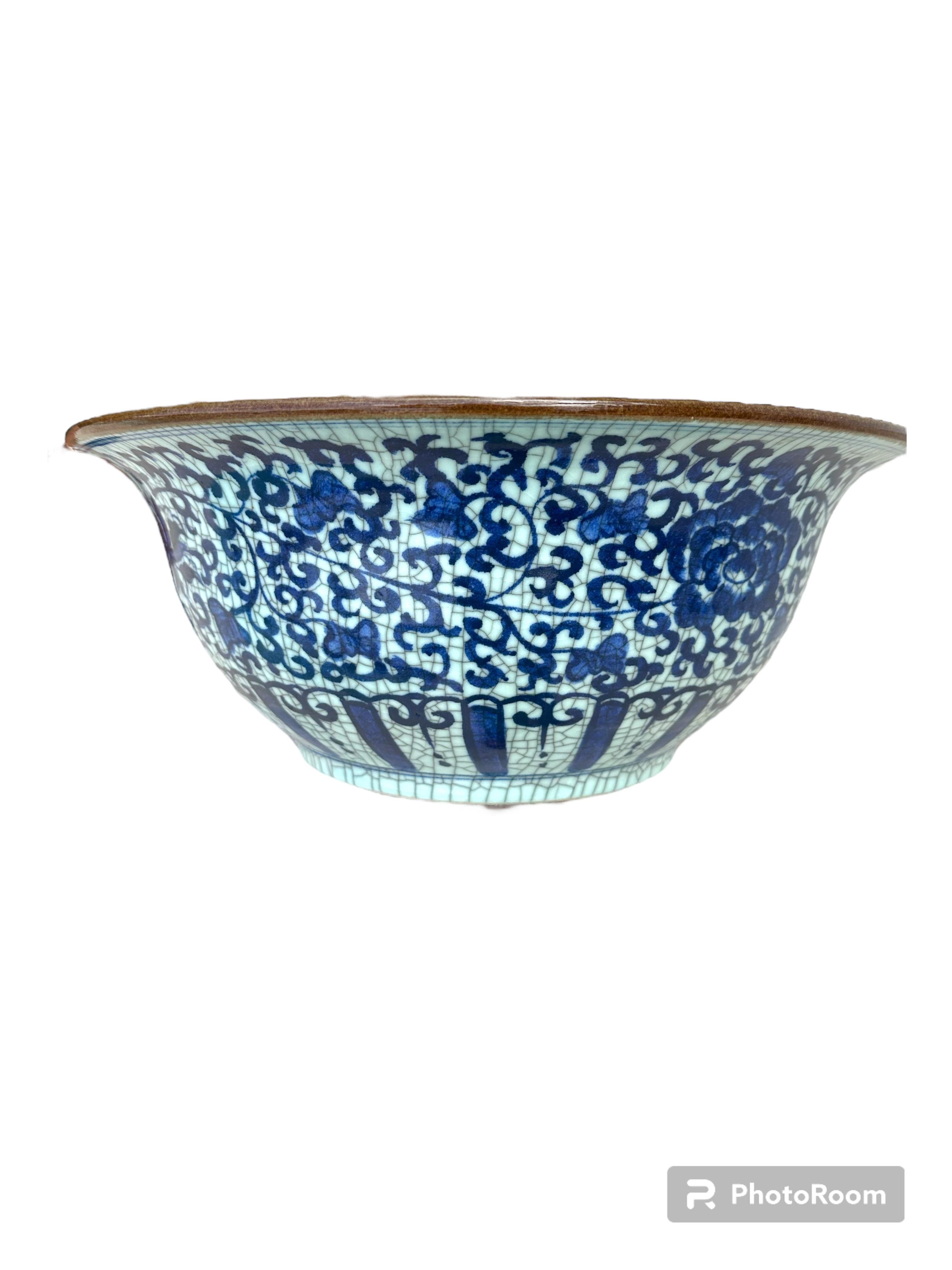 Ming Blue And White Large Decorative Bowl Circa 1900’s For Sale