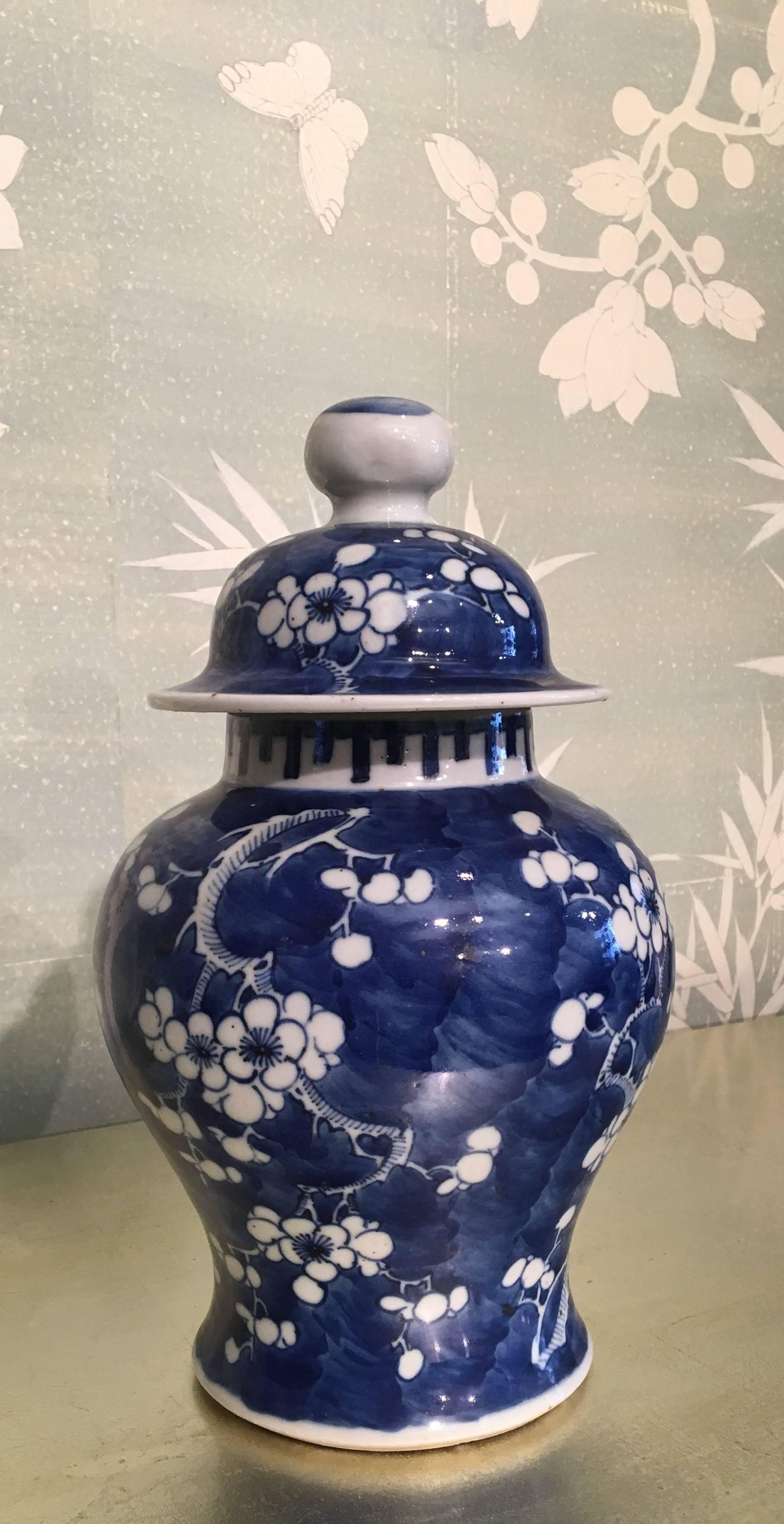 blue and white lidded jar