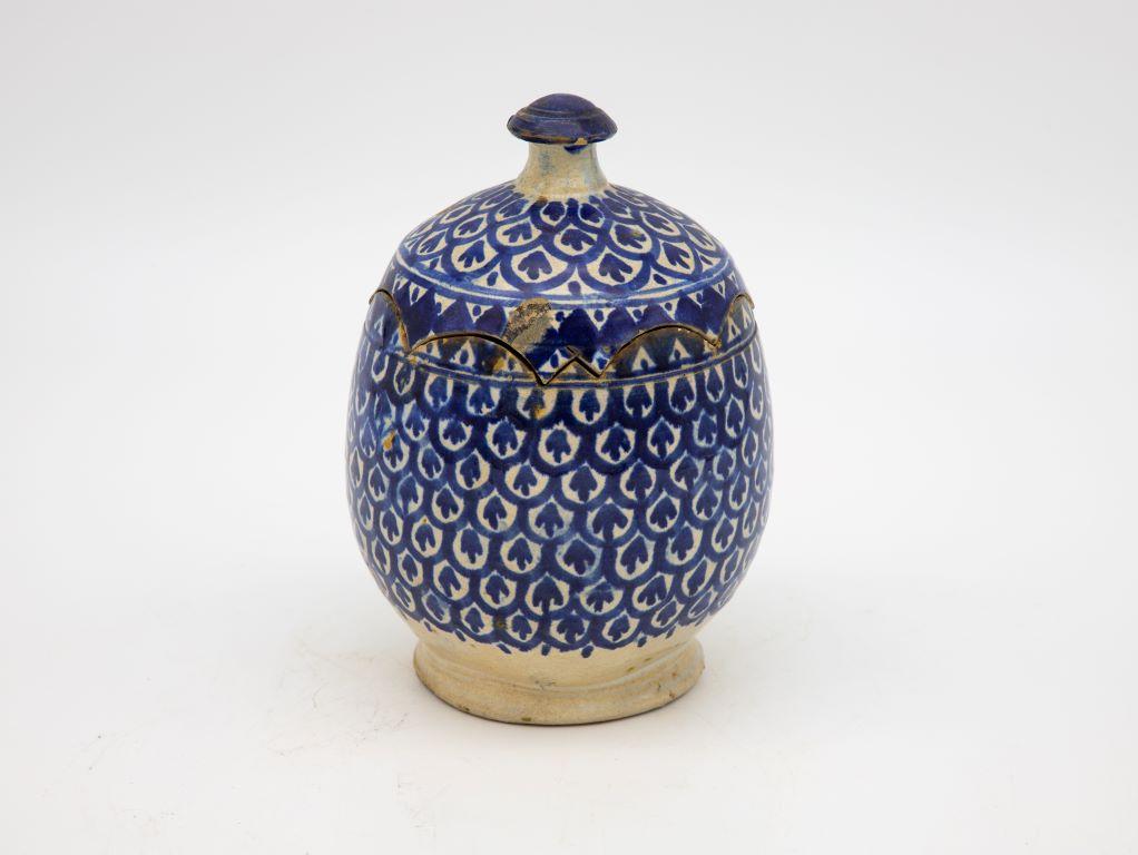 19th Century Blue and White Lidded Jar