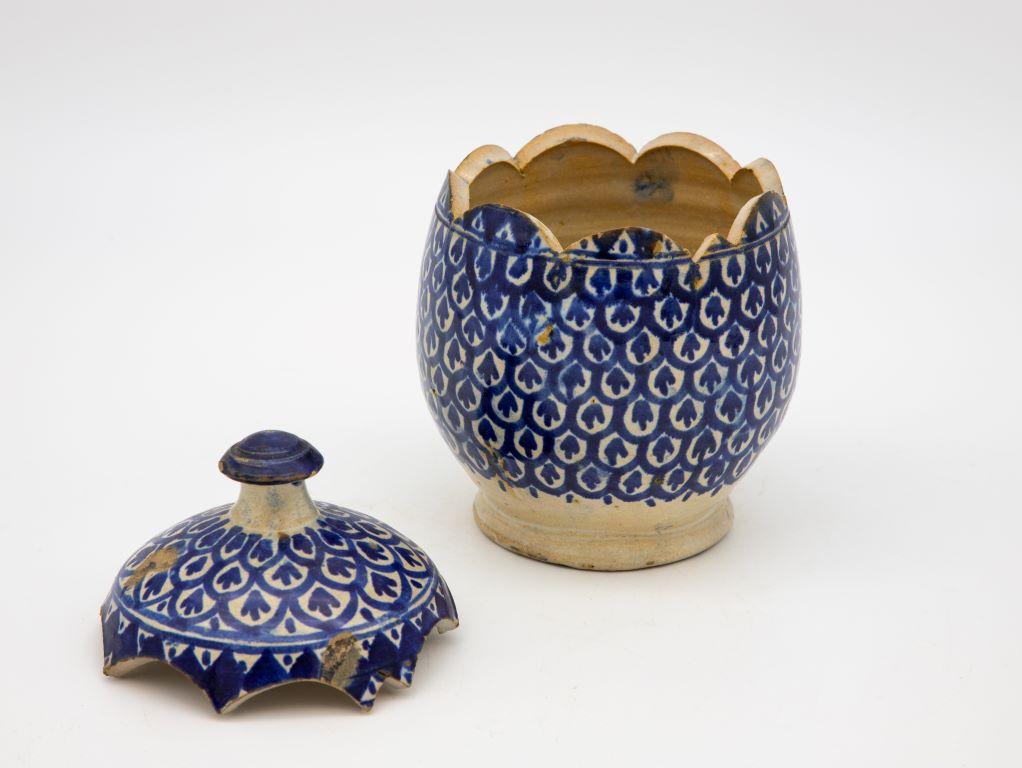 Ceramic Blue and White Lidded Jar