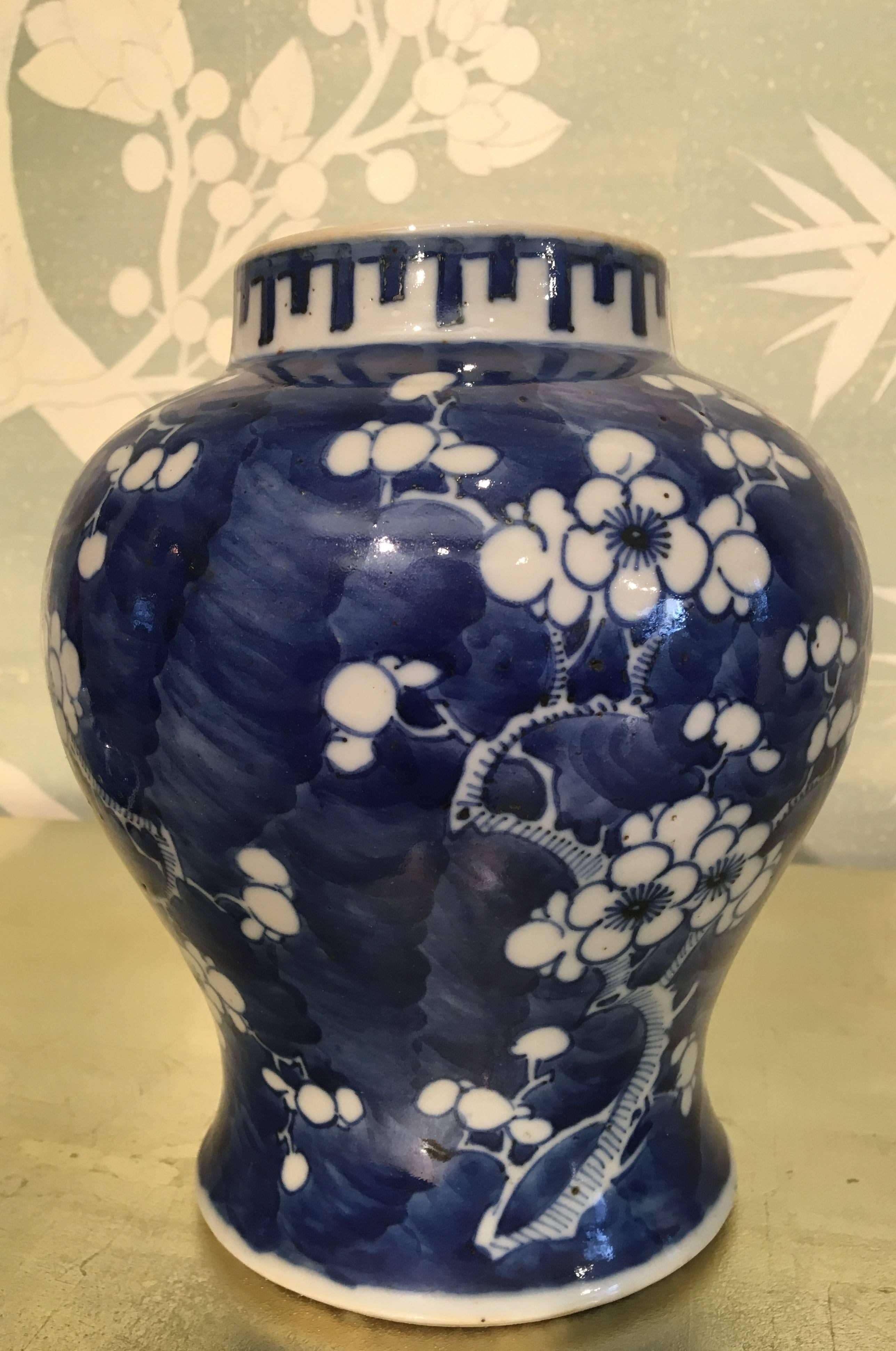 Hand-Painted Blue and White Lidded Jar For Sale