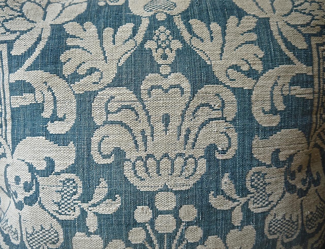 French Provincial Blue and White Linen and Cotton Pillows, French, circa 1760s