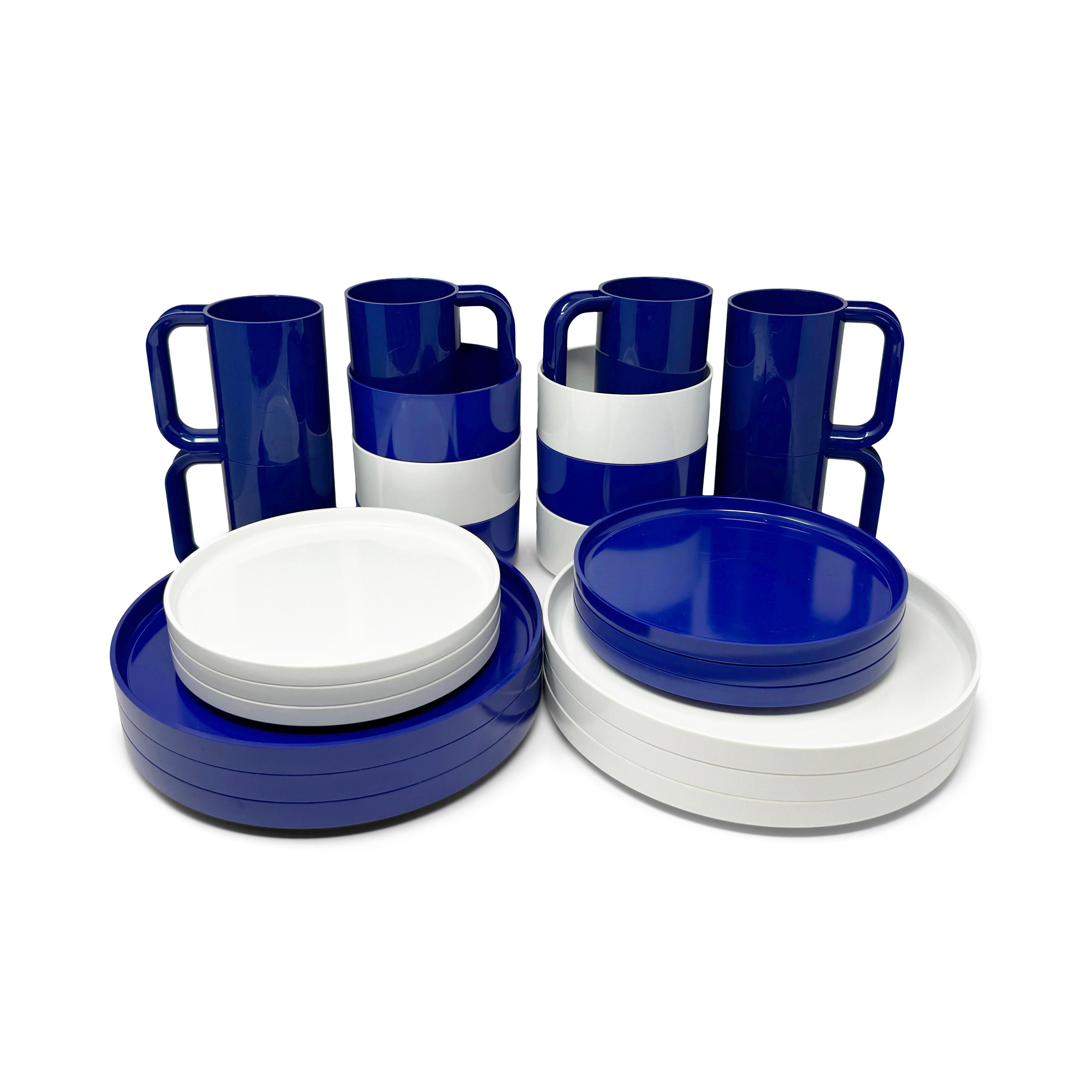 Post-Modern Blue and White Massimo Vignelli for Heller Dishes - Service for 6