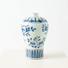 Blue and White Meiping Vase with Fruit and Floral Motif