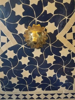 Blue and White Moroccan Mosaic Tile Fountain, Rafraf