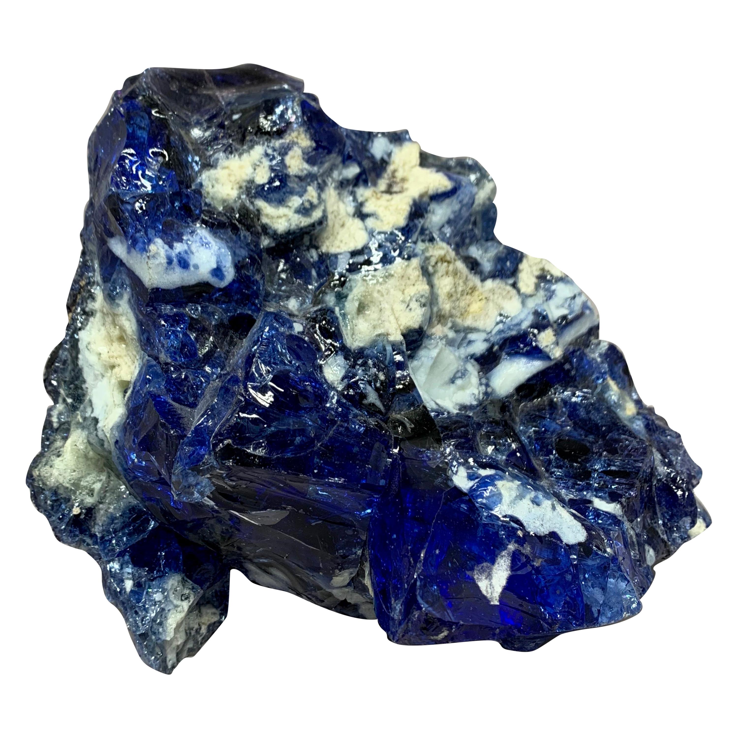 Blue and White Natural Glass Specimen For Sale