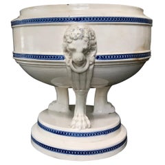 Blue and White Neoclassical Lion Mask Cachepot Tureen