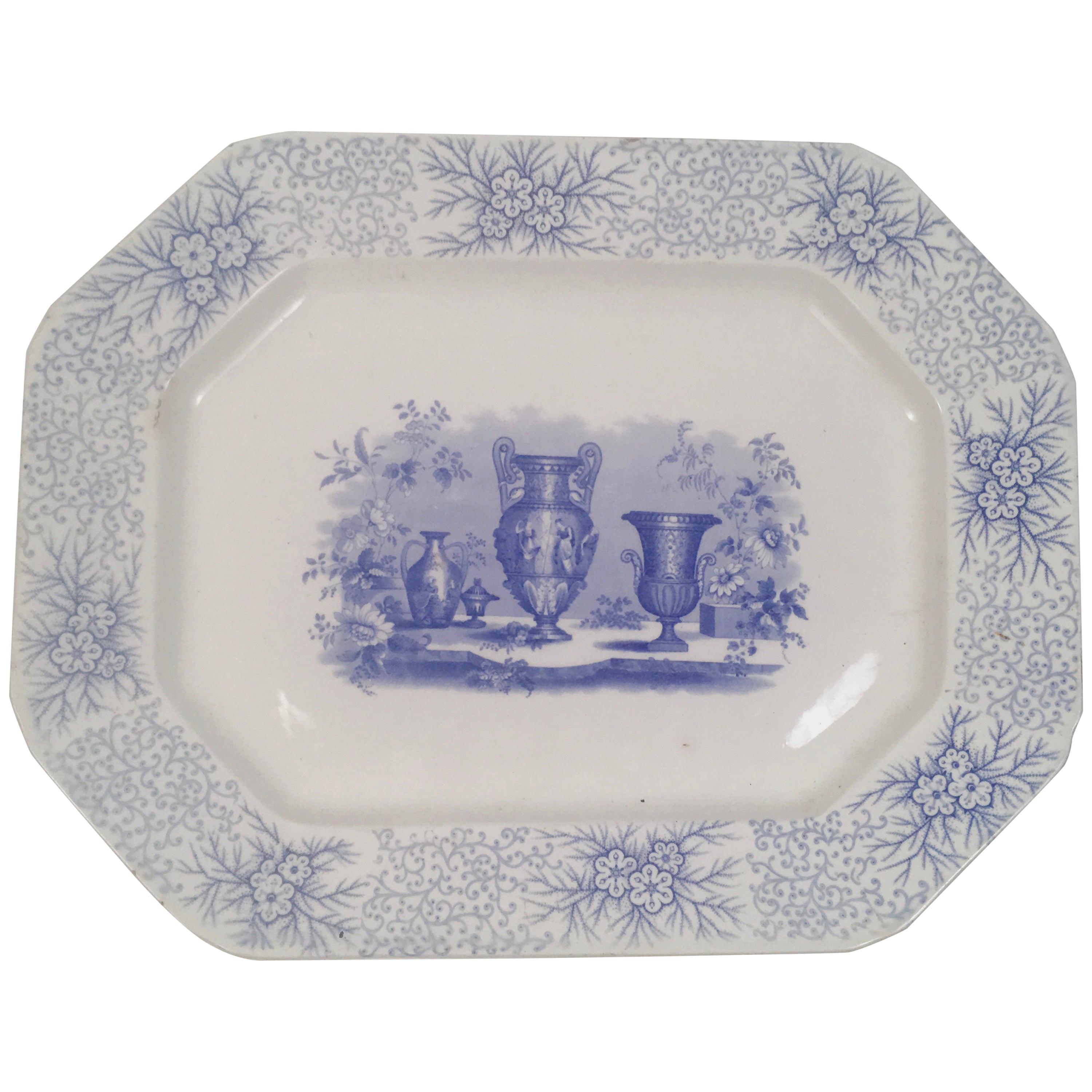 Blue and White Neoclassical Staffordshire Platter with Provenance
