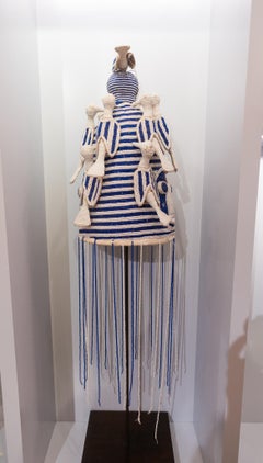 Blue and White Nigerian Beaded Headdress