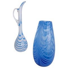 Vintage Cenadese  'Fenniccio" Glassware Florence, Pitcher and Vase, 1970s