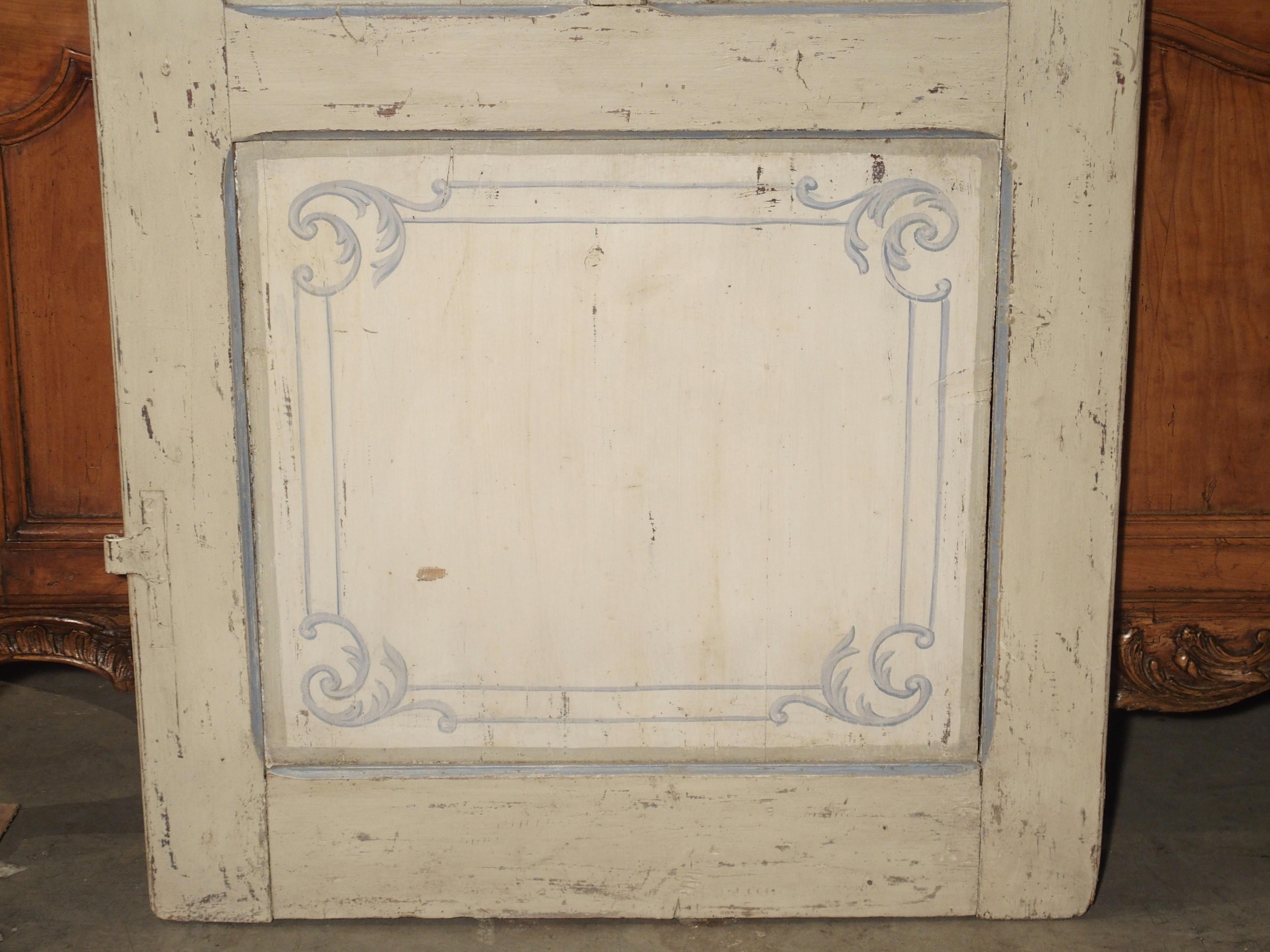 Blue and White Painted Antique Door from Lombardy, Italy circa 1850 4