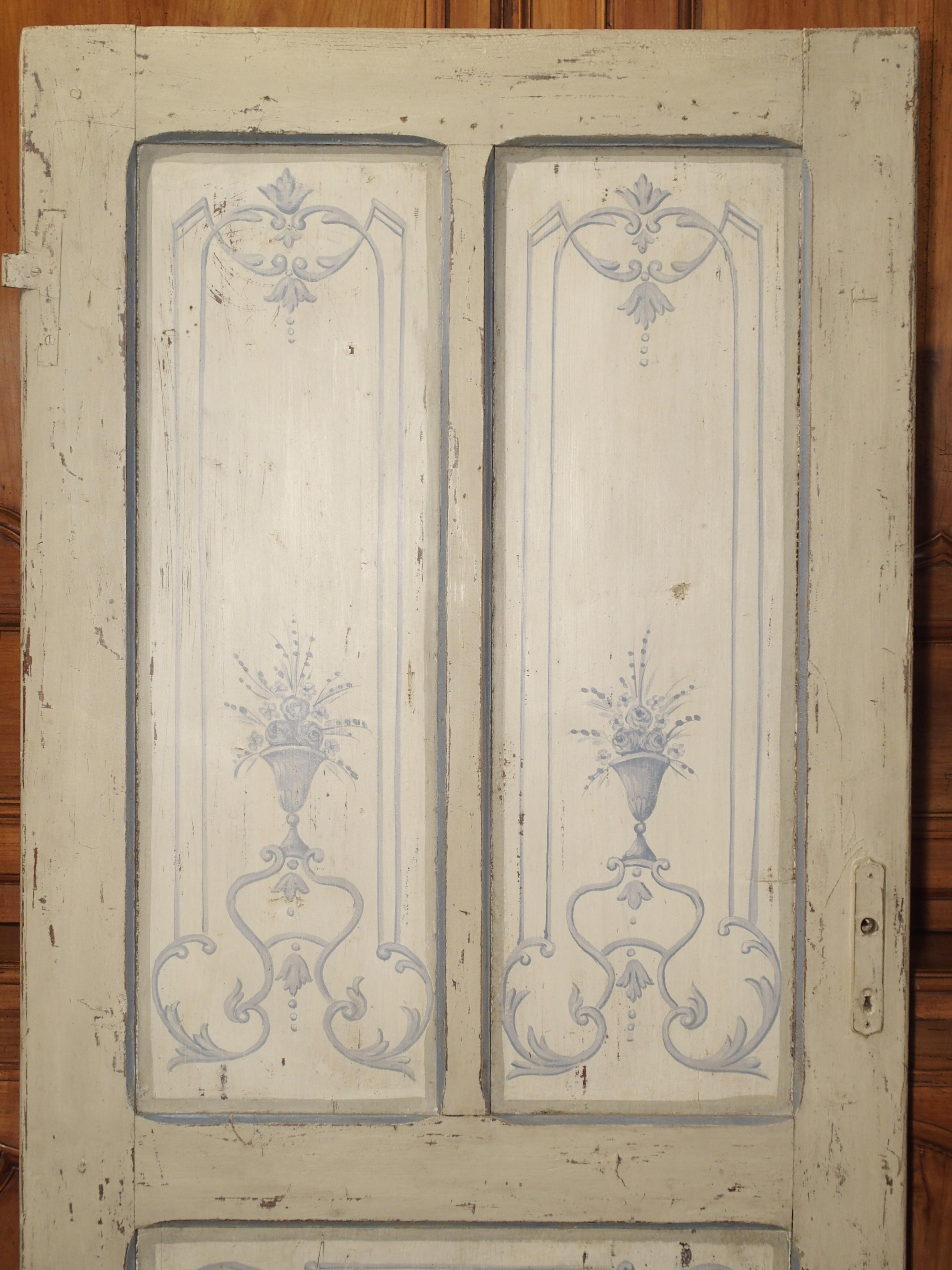 Blue and White Painted Antique Door from Lombardy, Italy circa 1850 5