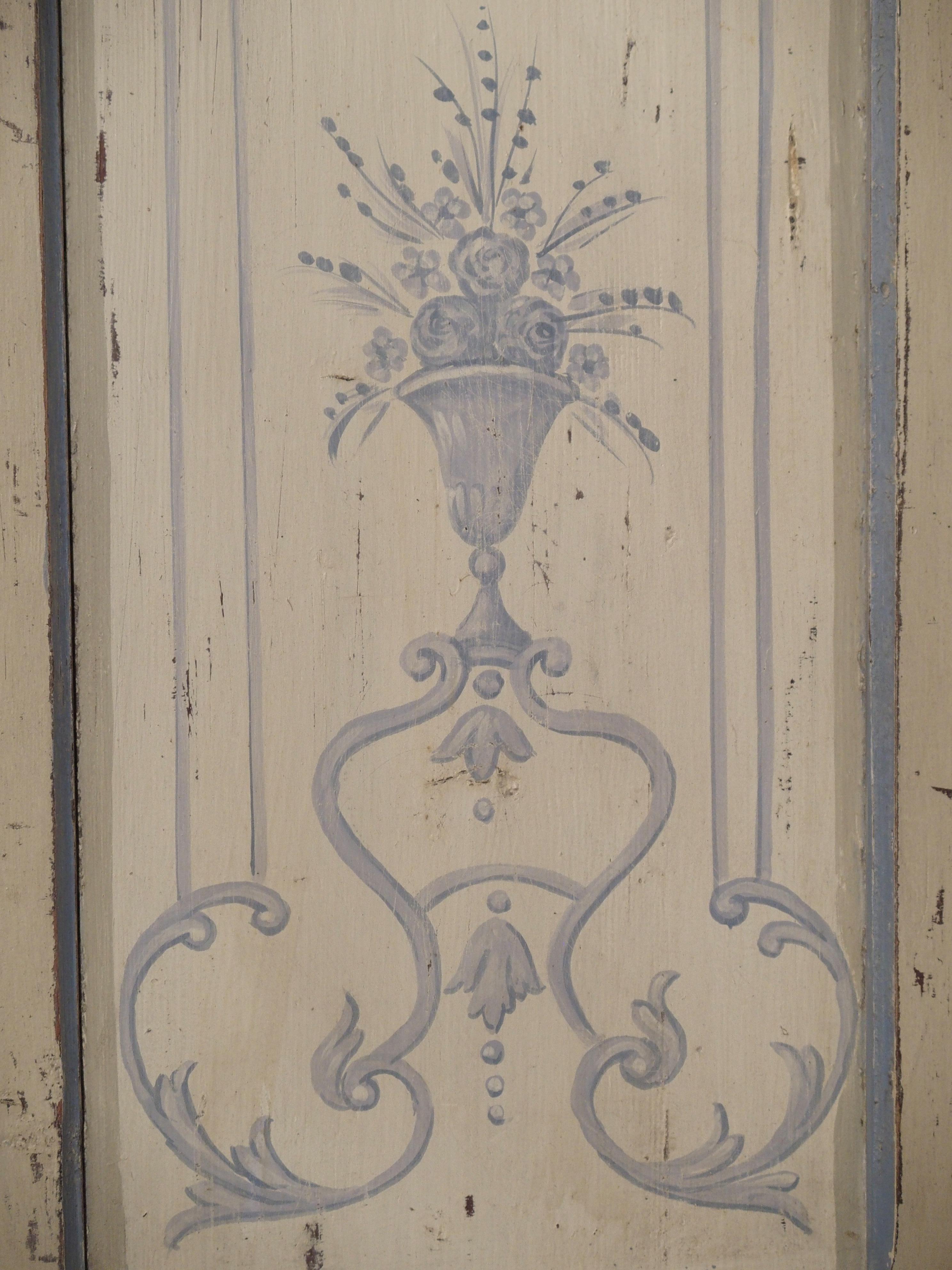 Blue and White Painted Antique Door from Lombardy, Italy circa 1850 10