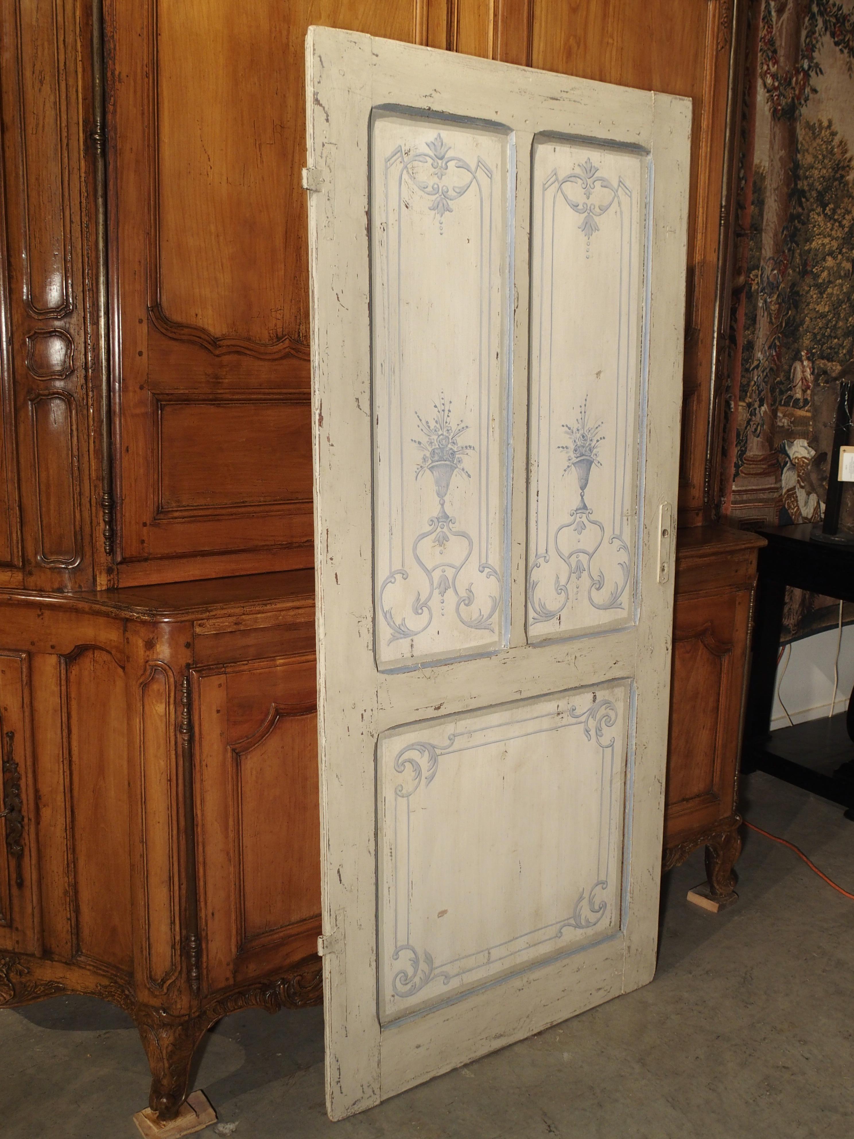 Blue and White Painted Antique Door from Lombardy, Italy circa 1850 11