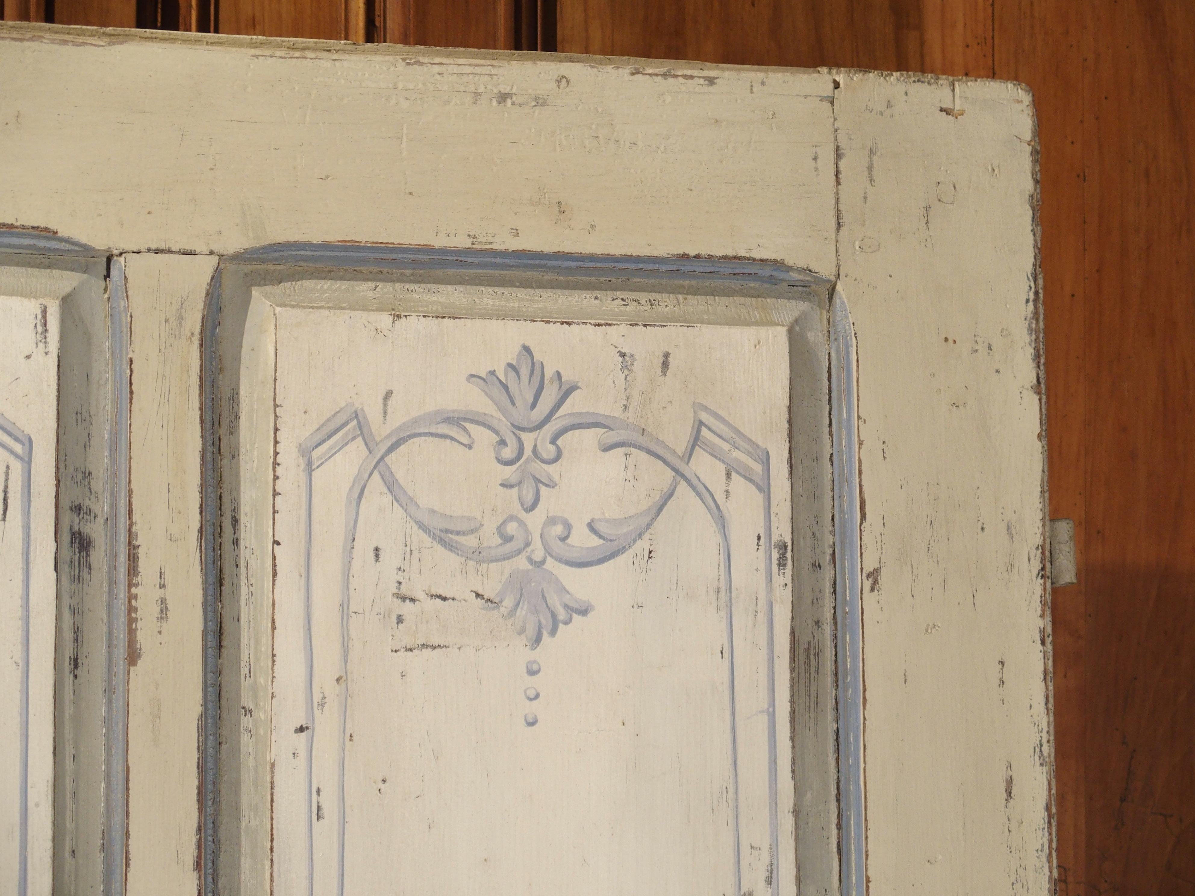 19th Century Blue and White Painted Antique Door from Lombardy, Italy circa 1850