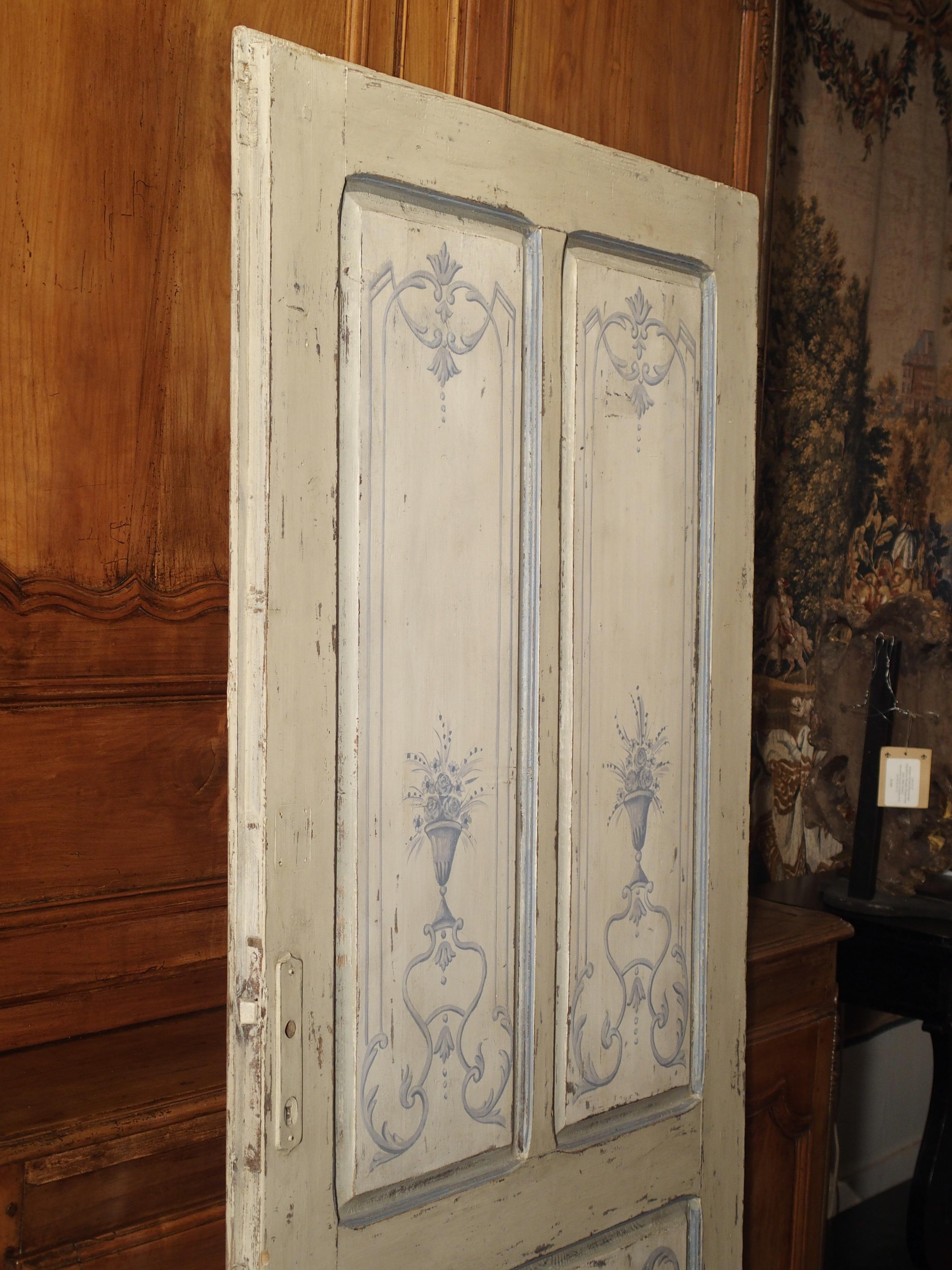 Blue and White Painted Antique Door from Lombardy, Italy circa 1850 2