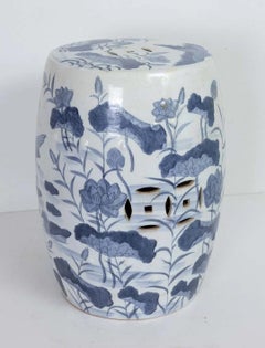Blue And White Painted Ceramic Garden Stool