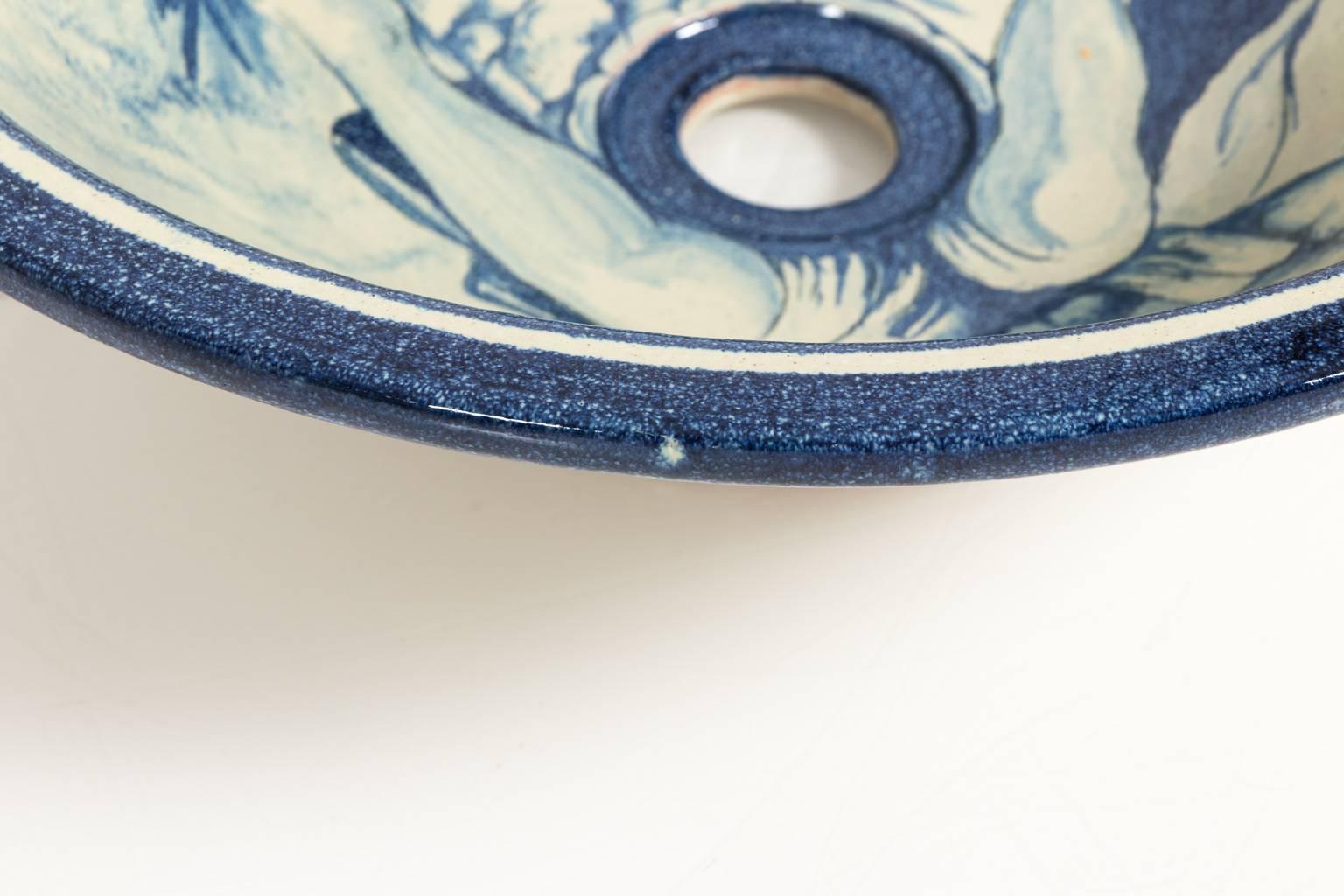 Blue and White Painted Sink 1