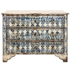 Antique Blue and White Painted Three-Drawer Commode, circa 1880s