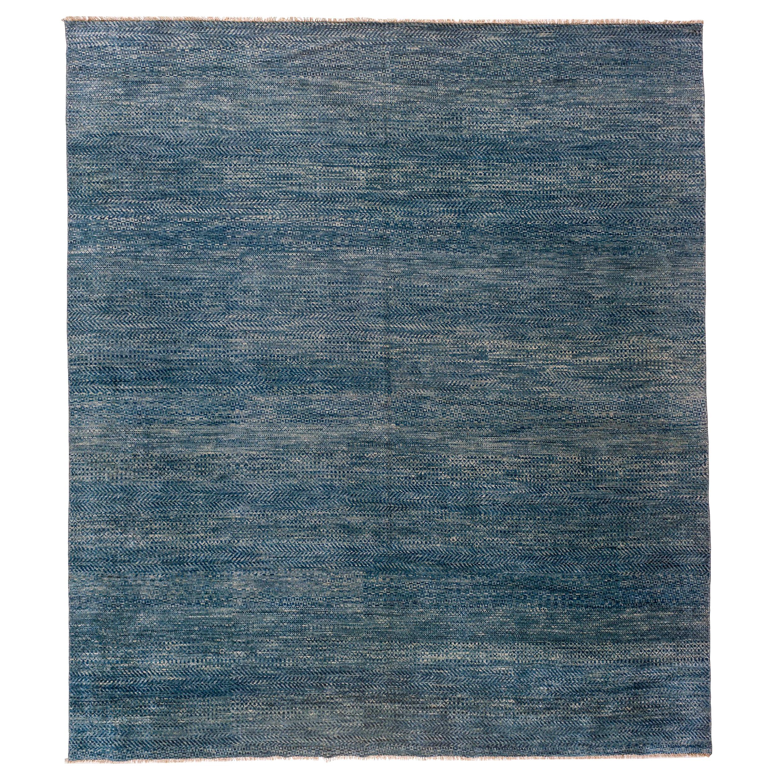 Blue and White Patchwork Look Area Rug For Sale
