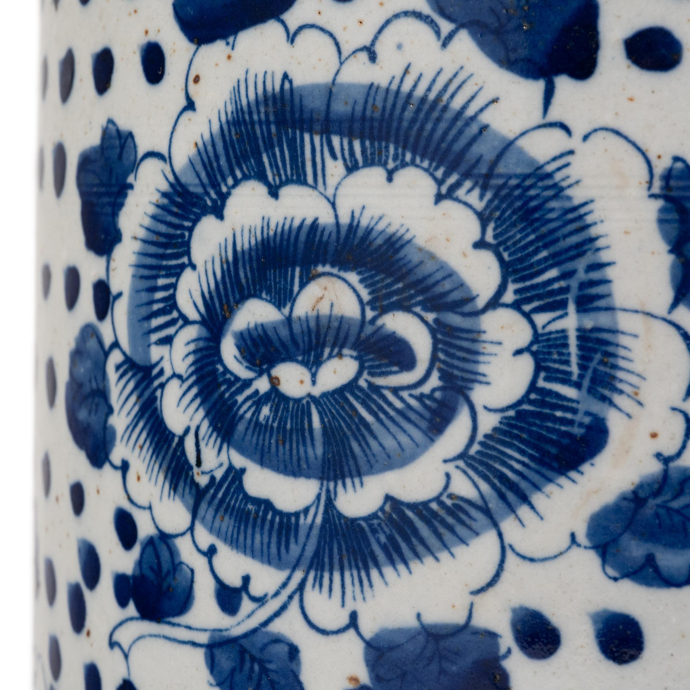 Chinese Blue and White Peony Brush Pot