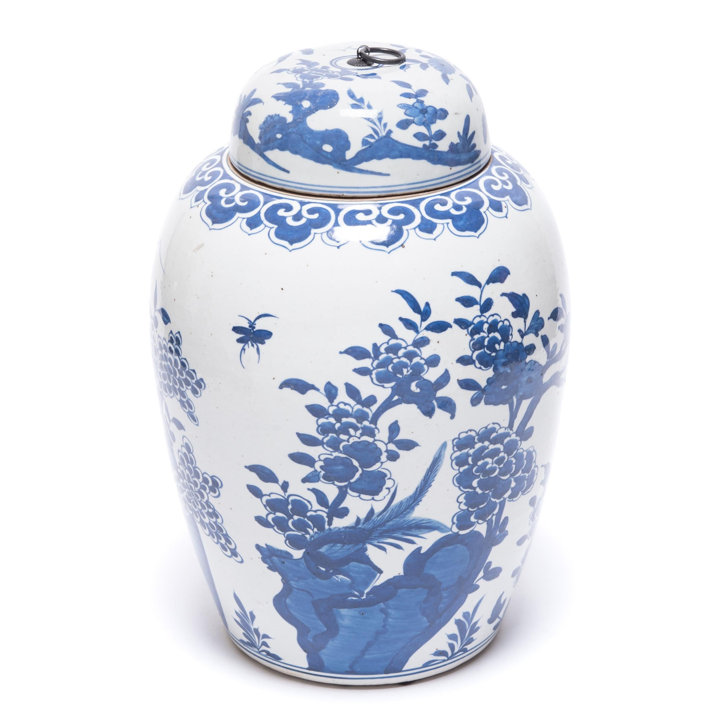 Chinois Jarre à feuilles de thé chinoise bleue et blanche en vente