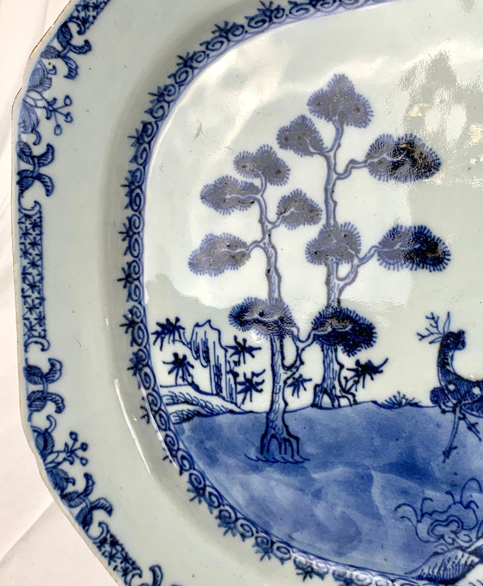 Qing Blue and White Platter Chinese Porcelain In The Style Of Qianlong Era Circa 1770