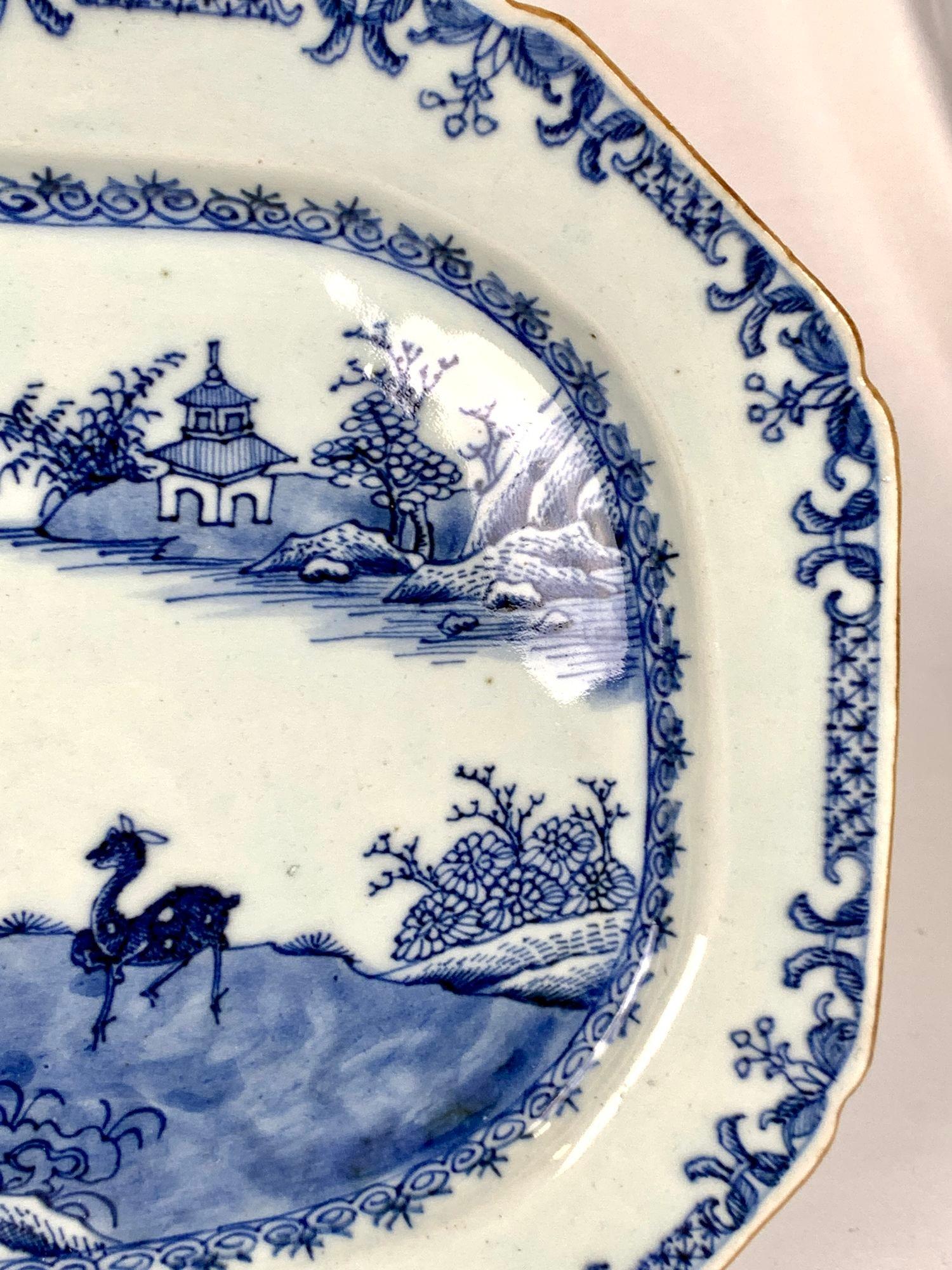 Blue and White Platter Chinese Porcelain In The Style Of Qianlong Era Circa 1770 In Excellent Condition In Katonah, NY