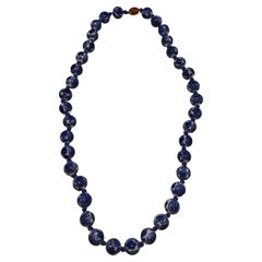 Collana di perline di porcellana bianche e blu  Simbolo di longevità ed Eleganza
