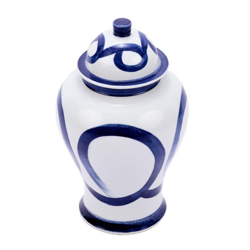 Cinese Vaso da tempio in porcellana blu e bianca a pennellate, grande in vendita