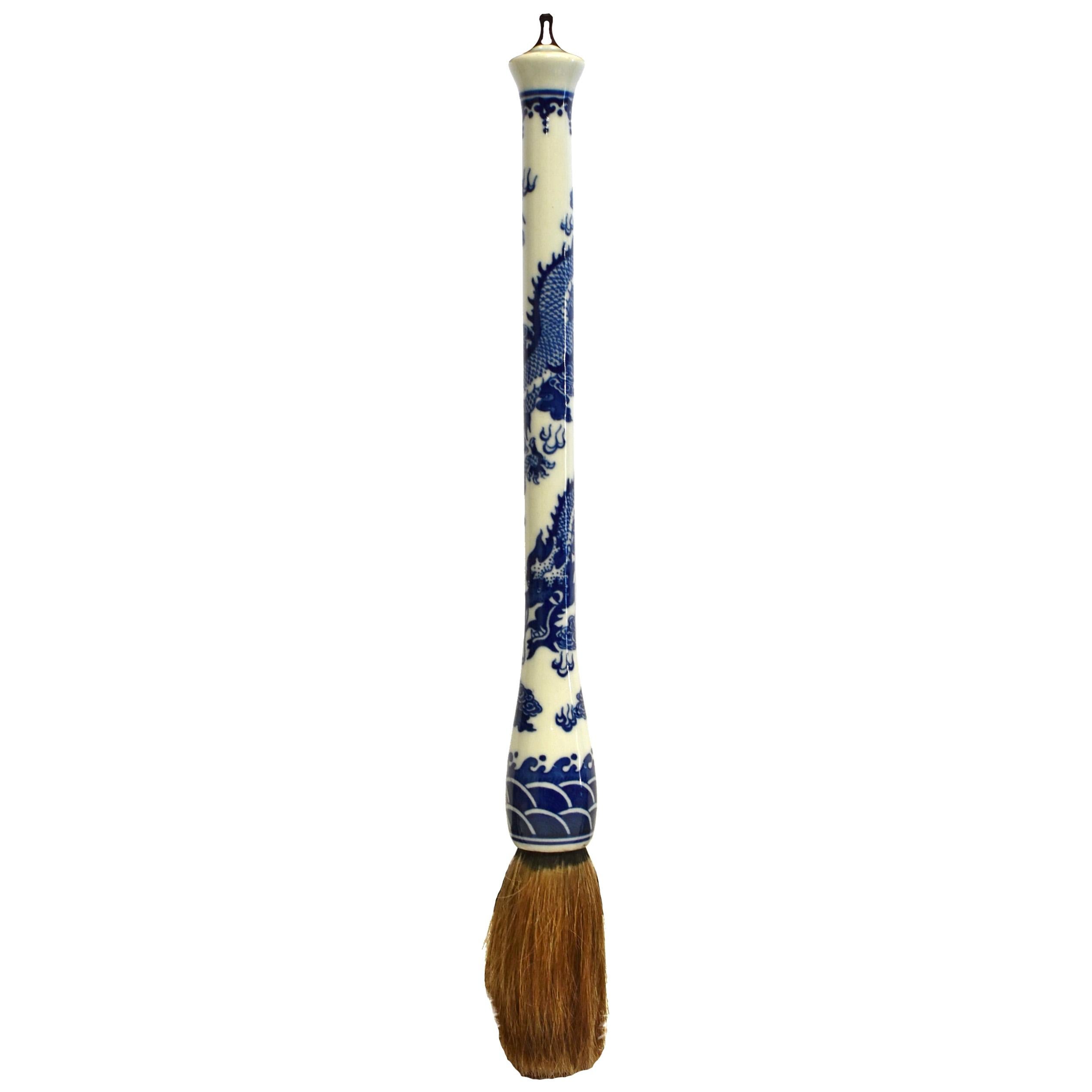 Calligraphy Brush, Blue and White Porcelain Dragon – Luxe Curations