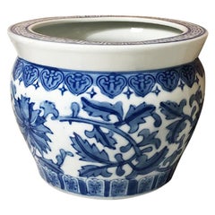 Vaso di porcellana blu e bianco o vaso di ceramica Chinoiserie
