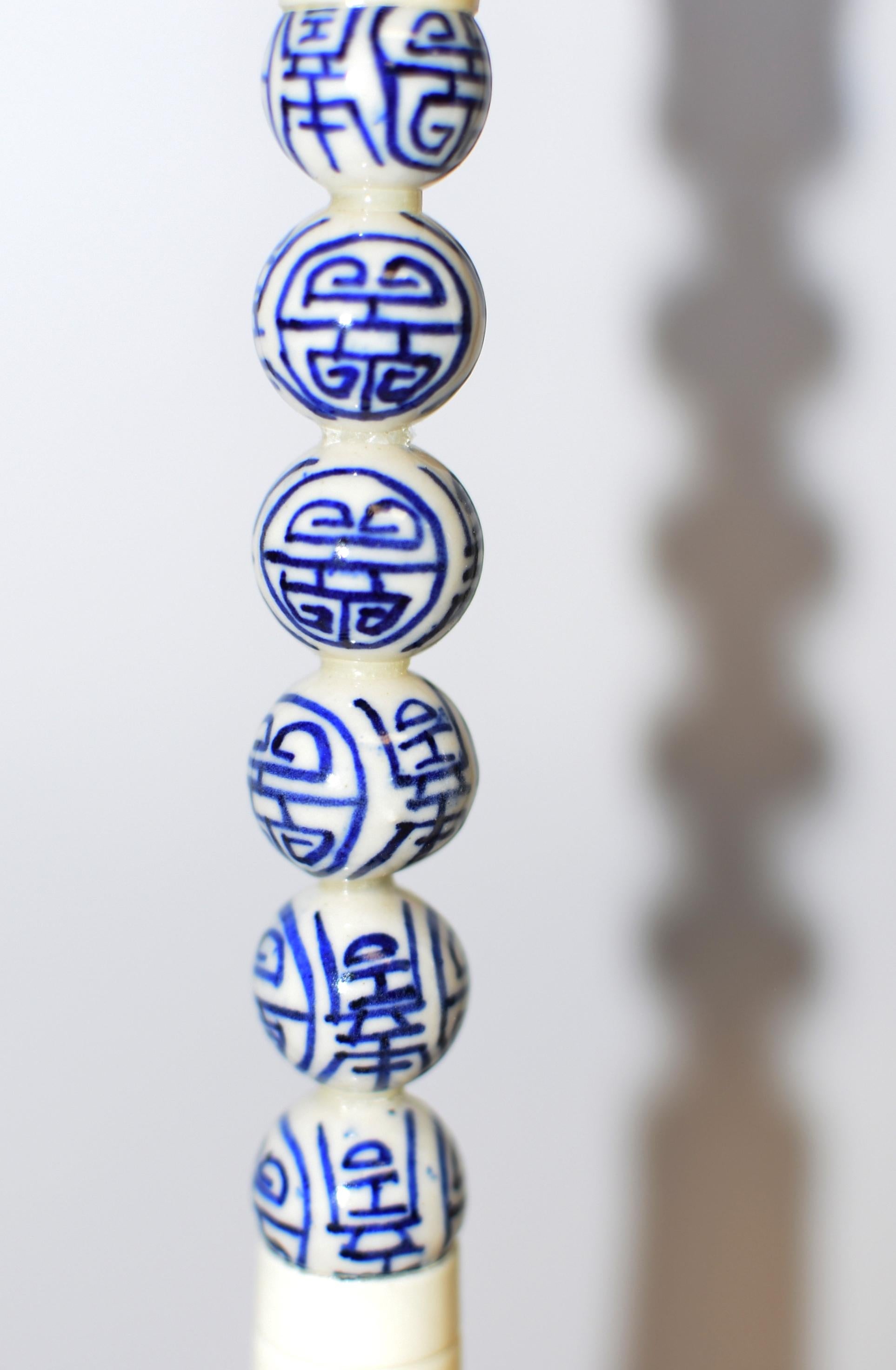 Blue and White Porcelain Chinese Calligraphy Brushes Set of Two In Good Condition In Somis, CA