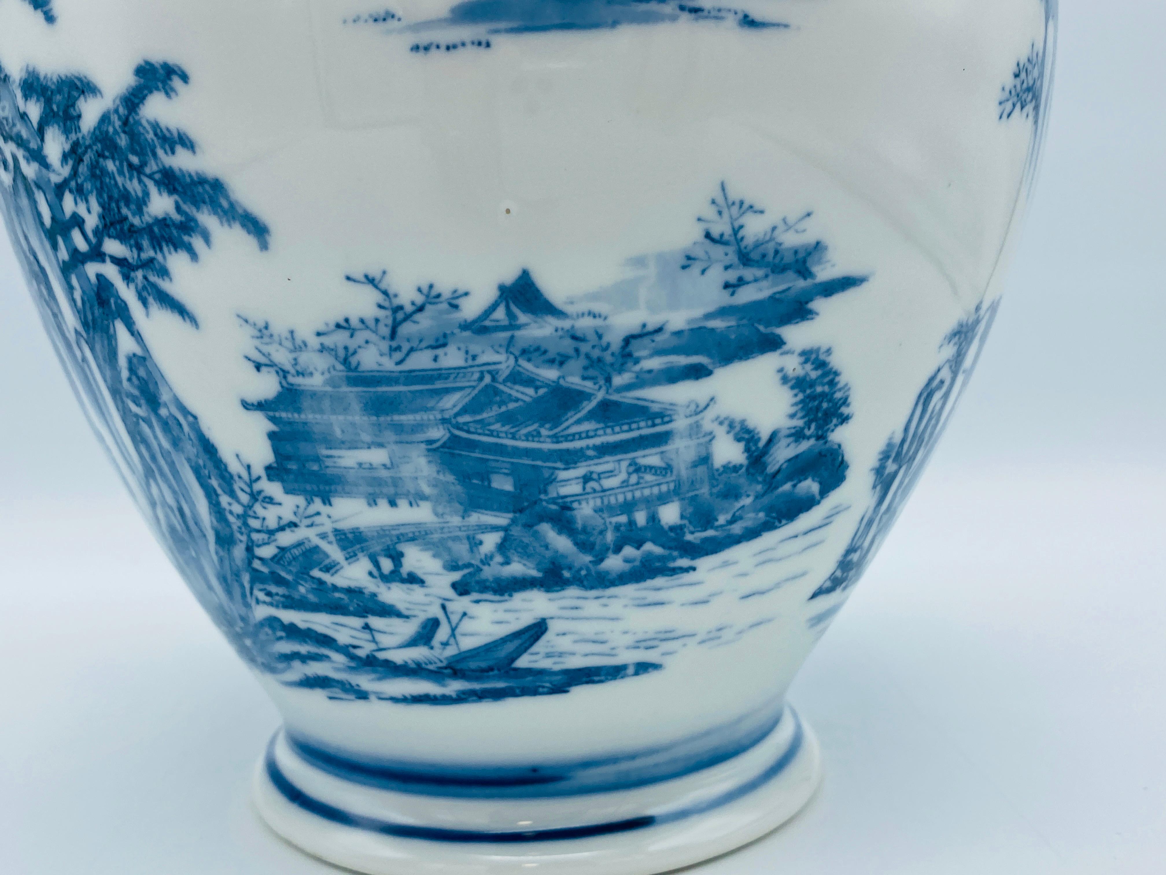 Blue and White Porcelain Chinoiserie Ginger Jar with Ornate Scene, 1970s For Sale 6