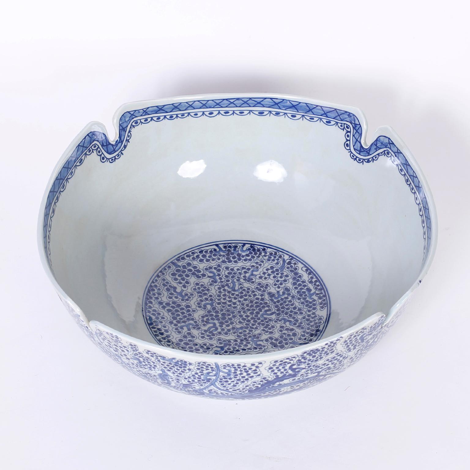 Blue and White Porcelain Fruit Bowl (Chinoiserie)
