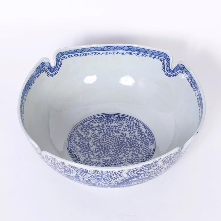 Blue and White Porcelain Fruit Bowl at 1stDibs