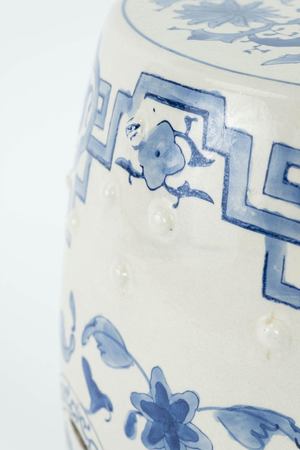 Mid-20th Century Blue and White Porcelain Garden Seat