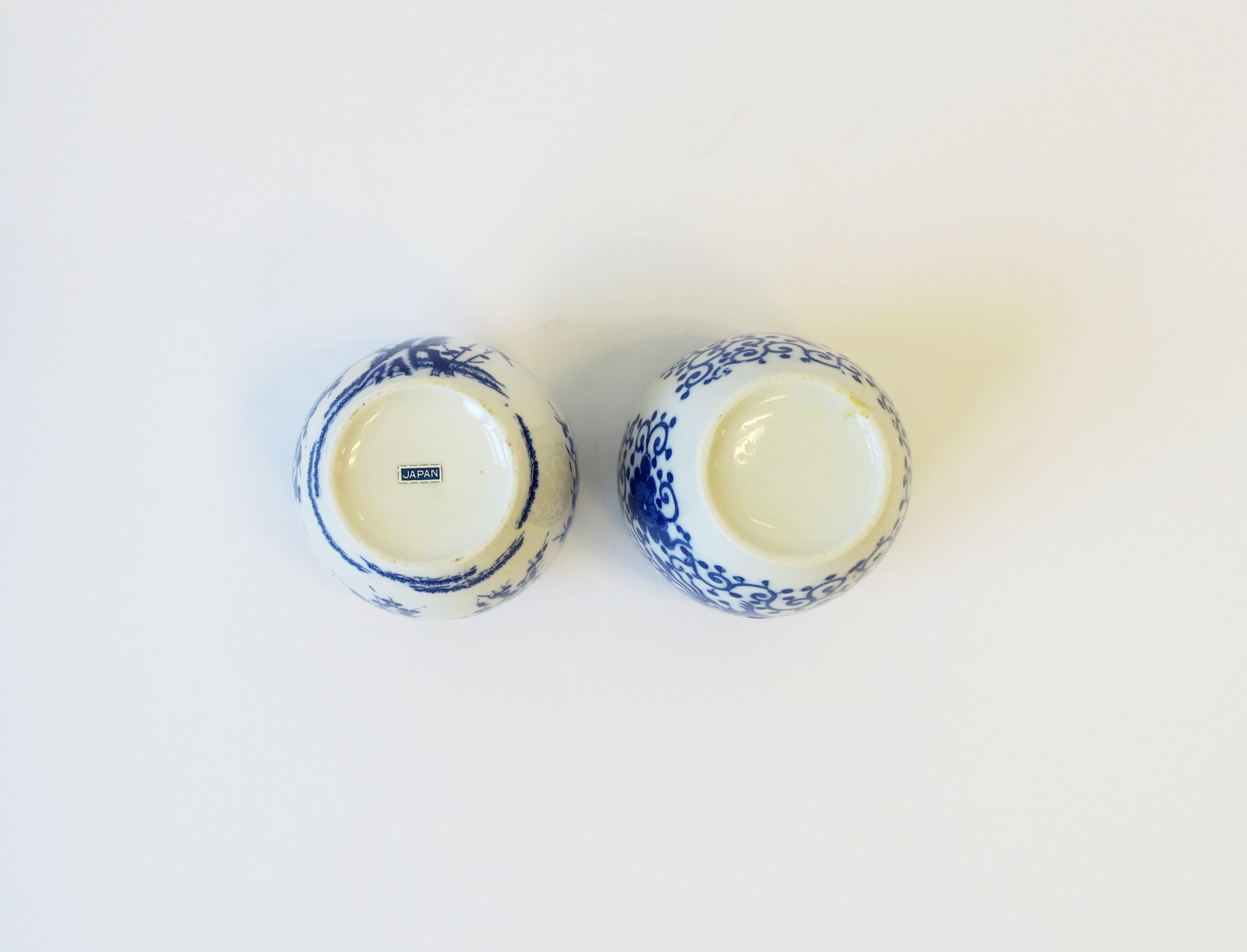 Blue and White Porcelain Japanese Ginger Jars, Set 10