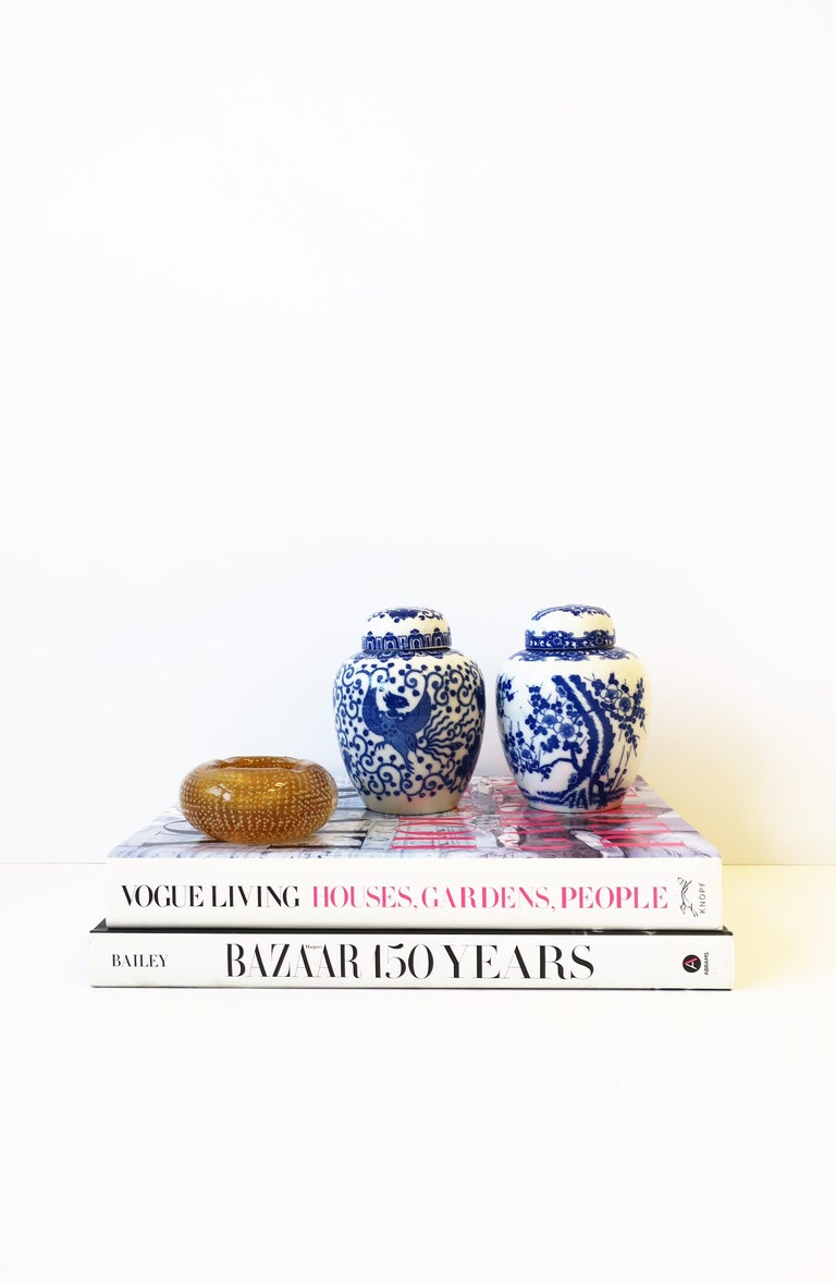 Glazed Blue and White Porcelain Japanese Ginger Jars, Pair For Sale