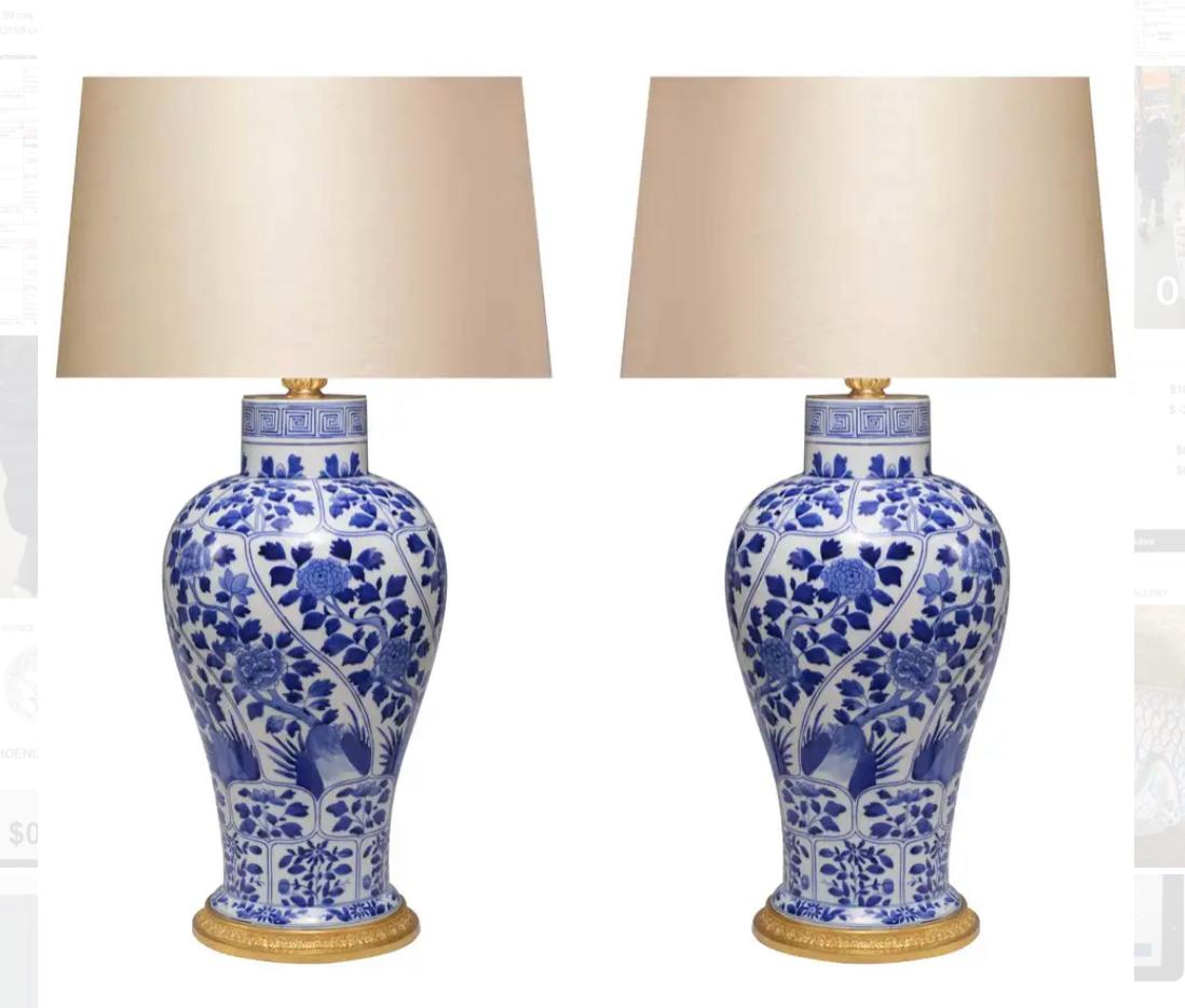 One finely painted baluster vases blue and white porcelain lamp with flowers and leaves decorations.
20