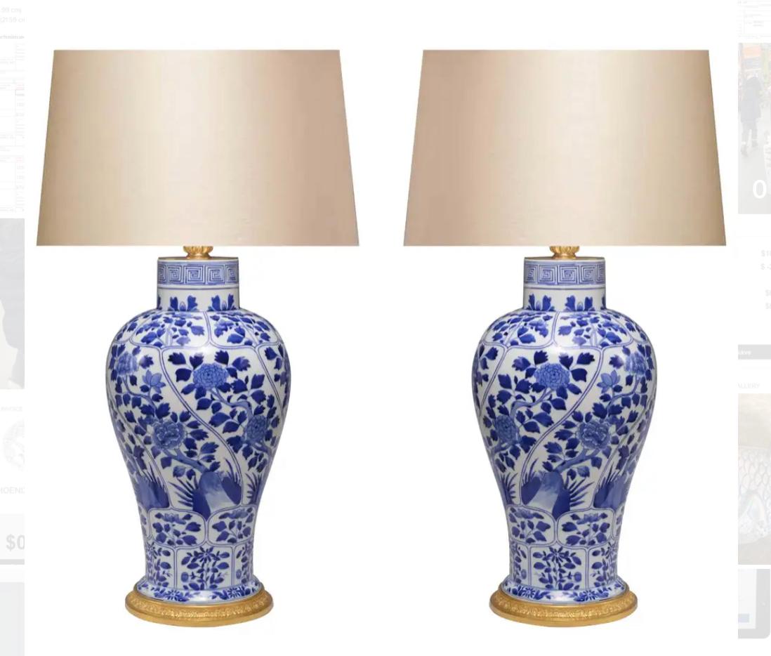 blue white porcelain lamp