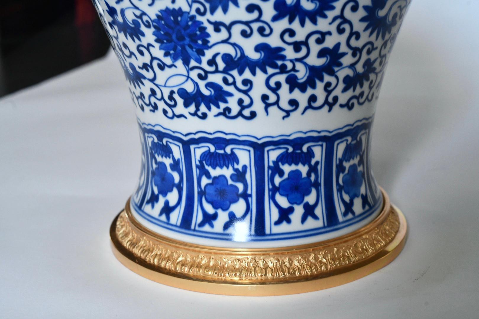 vintage blue and white porcelain lamps