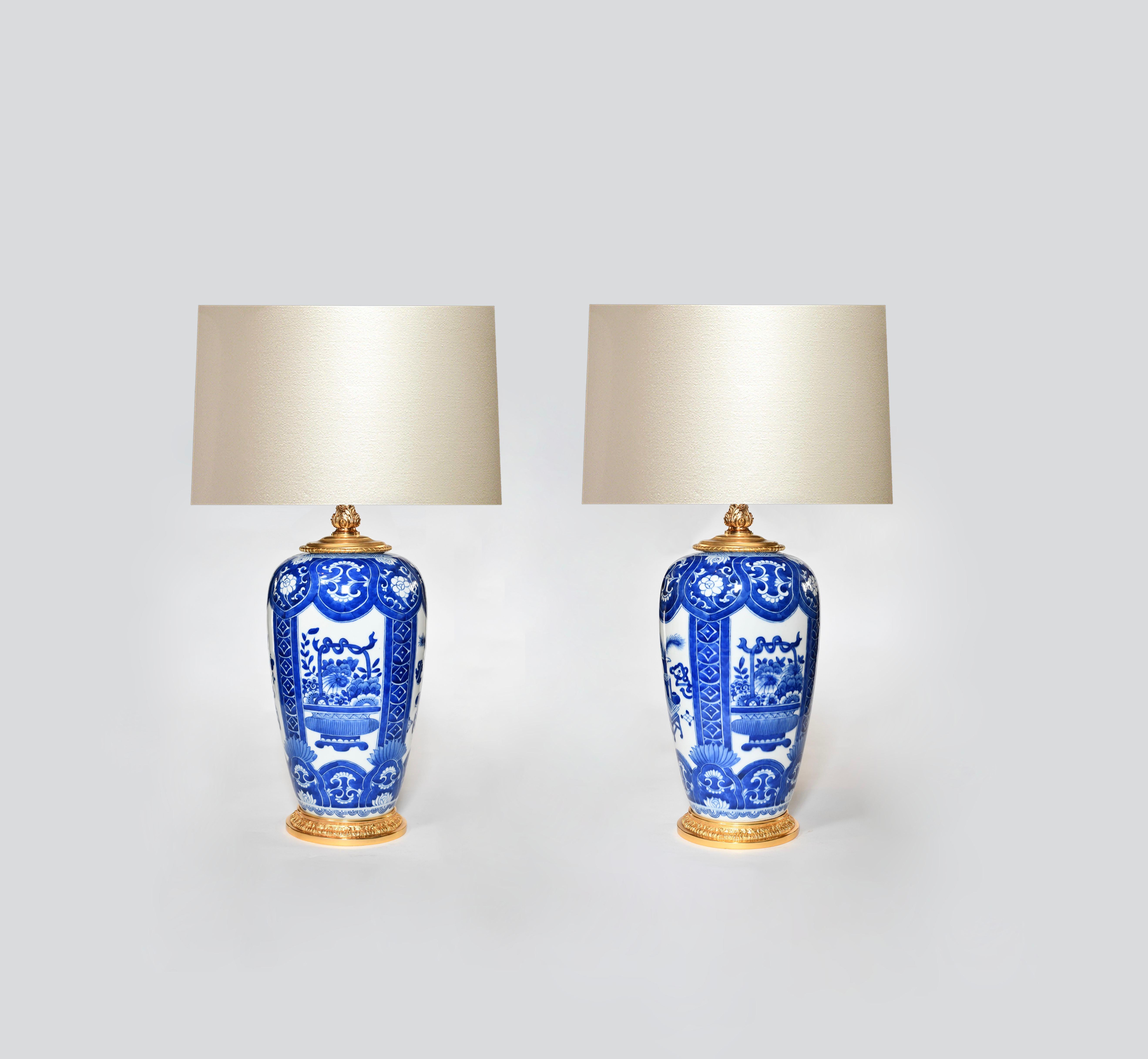 blue and white lamps