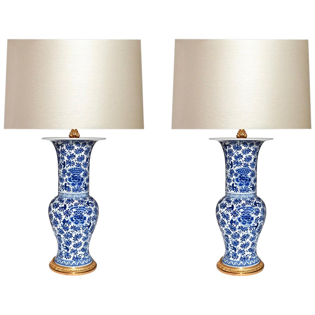 Lampes porcelaine bleue et blanche